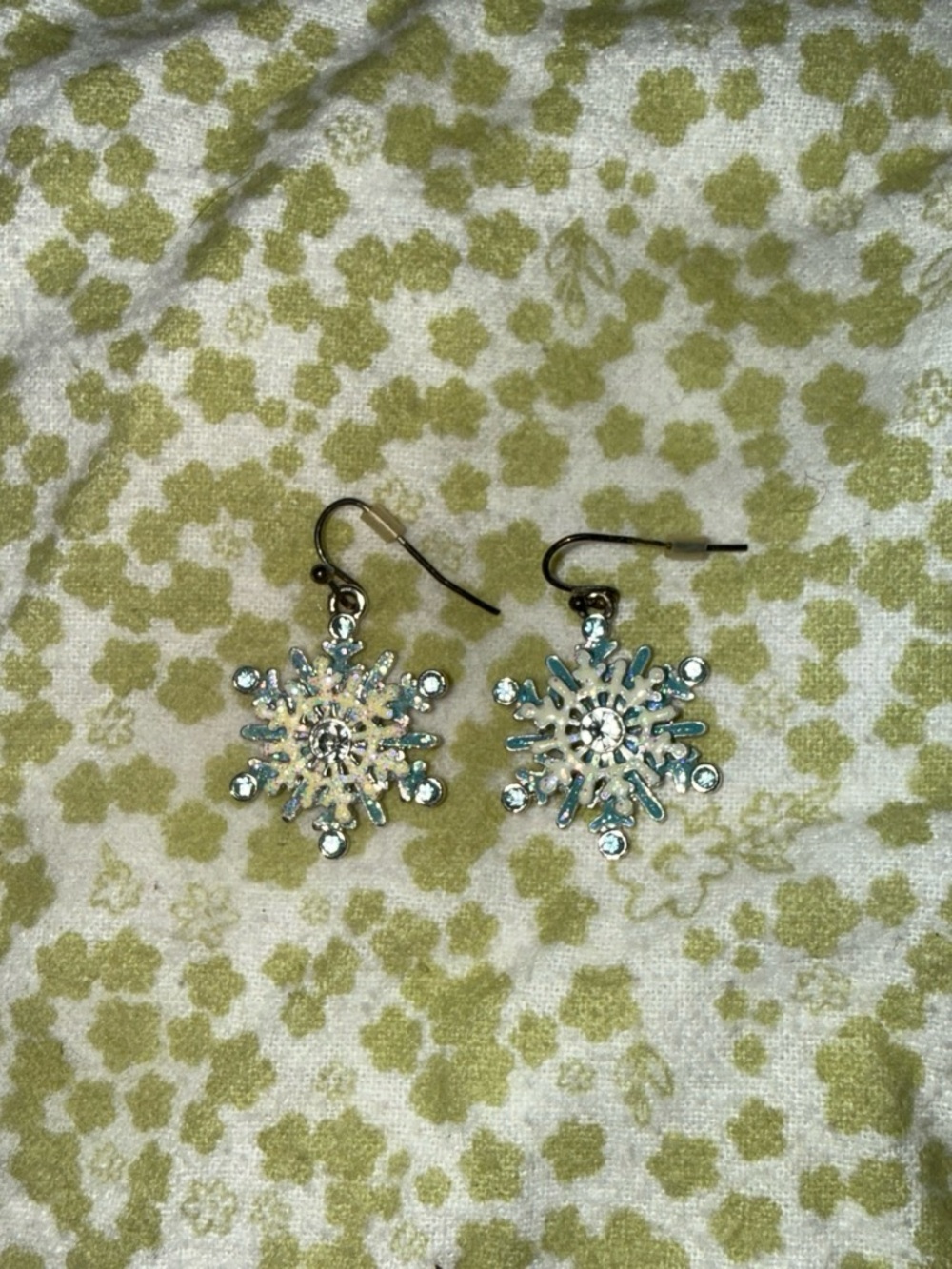 Silver-Tone Snowflake Dangle Earrings with Light Blue Crystals